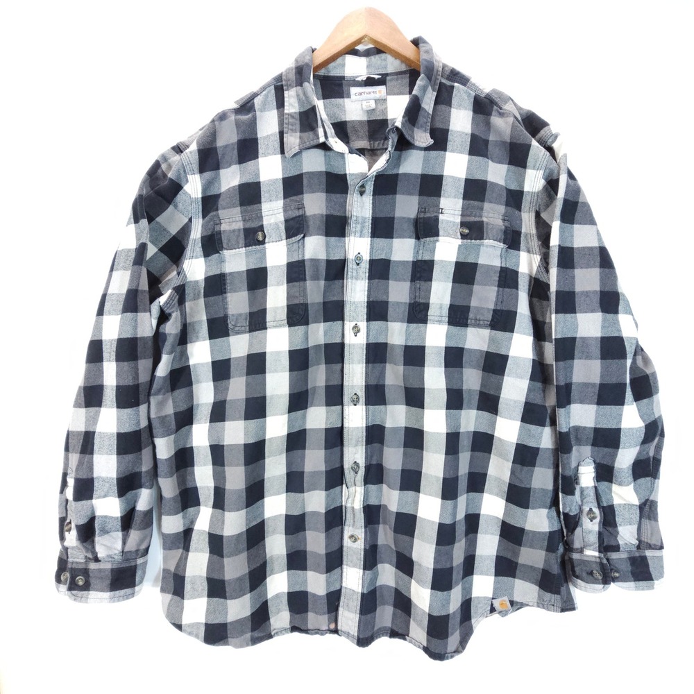 Streetwear Carhartt Flannel Shirt Mens 3XL Black White Plaid Buffalo Check